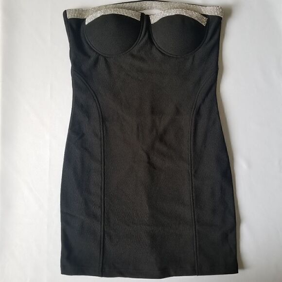 Ciel USA, Black Bodycon Dress Strapless, sz. L - Picture 1 of 6